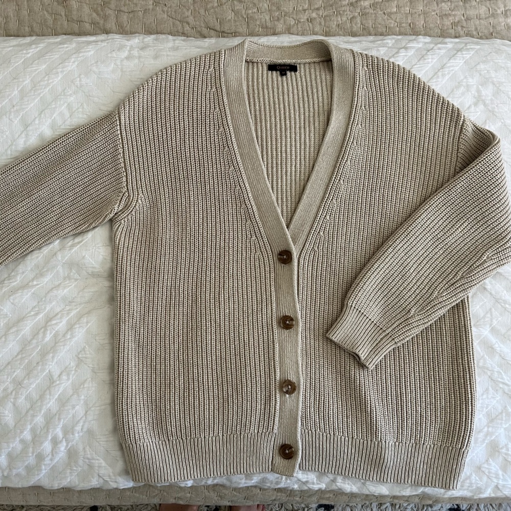 Quince Beige Cardigan Sweater